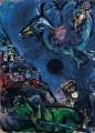 Pueblo con el Caballo Verde o Visión en la Luna Negra contemporáneo Marc Chagall